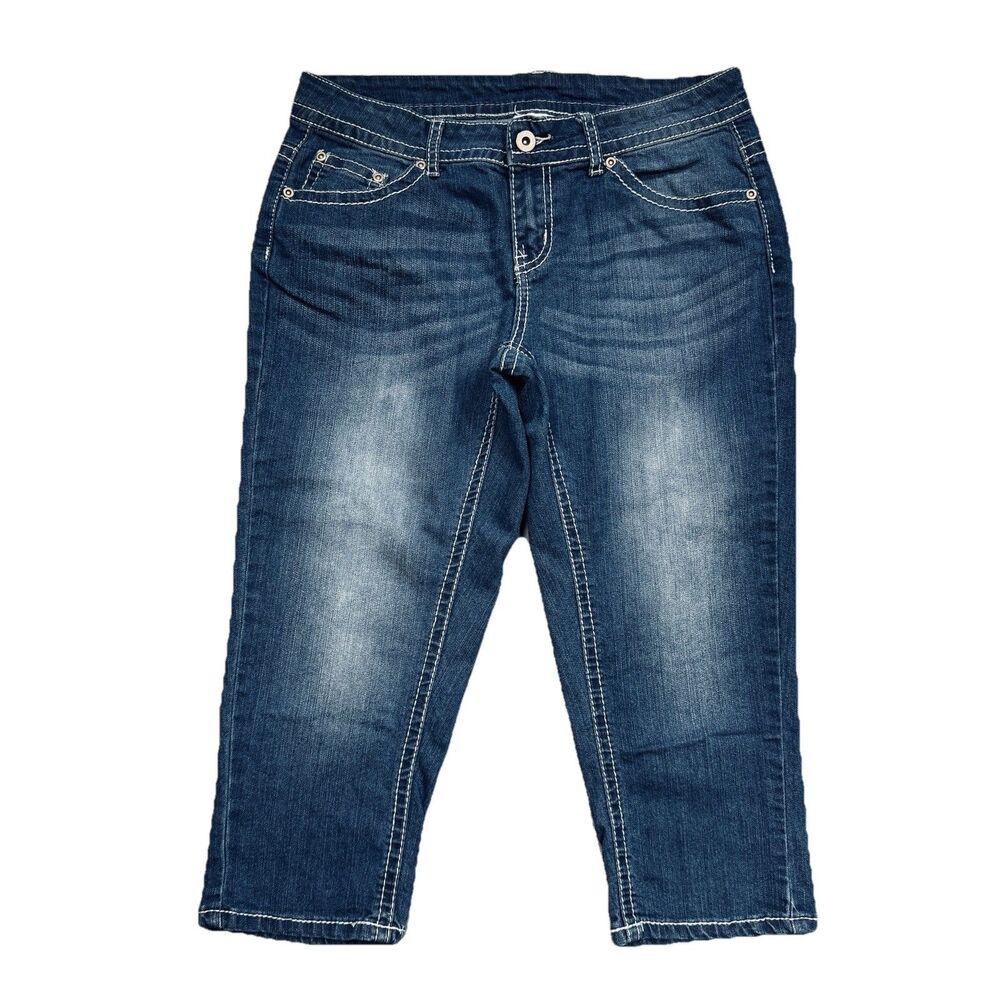 Cg Cg Skimmer Capri Jeans 4 (29x18.5) Blue Embellished Denim Stretch Womens